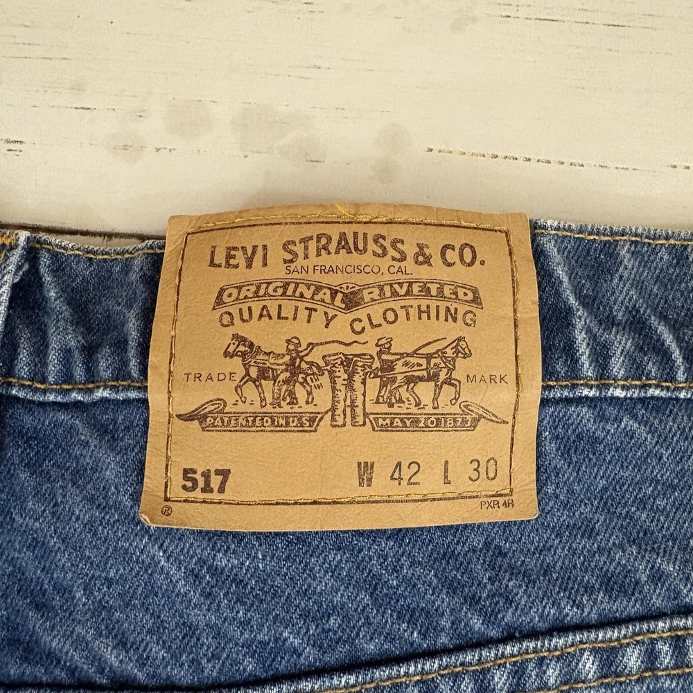 Vintage Levi's 517 Orange Tab Bootcut Jeans Mens 42x30 Denim Made In USA 80s 90s - Picture 8 of 12